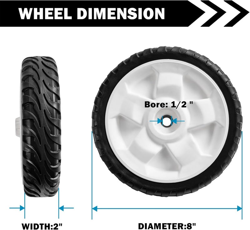 Sutmorly 119-0311 Front Drive Wheels for Toro 137-4832 115-2878 205-360 Lawn Mower Drive Wheel for Toro 22" Recycler 20330 20339 20350 20370 20954 Self-propelled 8" Mower Front Drive Wheels 2 Pack - Image 2